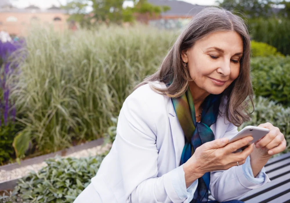 Woman uses Telehealth mobile application