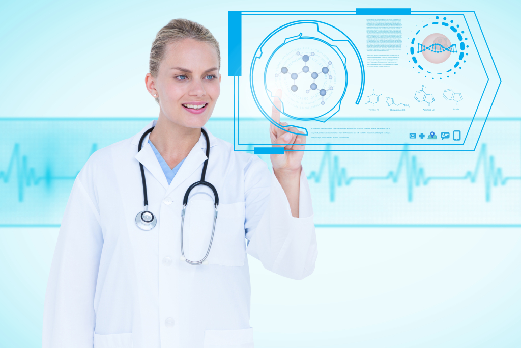 A medical professional working with AI-driven mHealth app