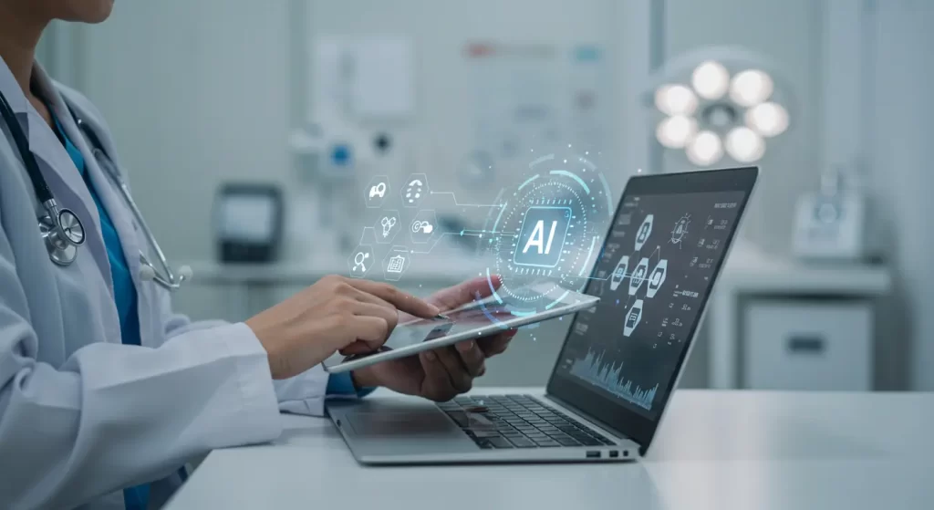 A doctor automating routine tasks with AI