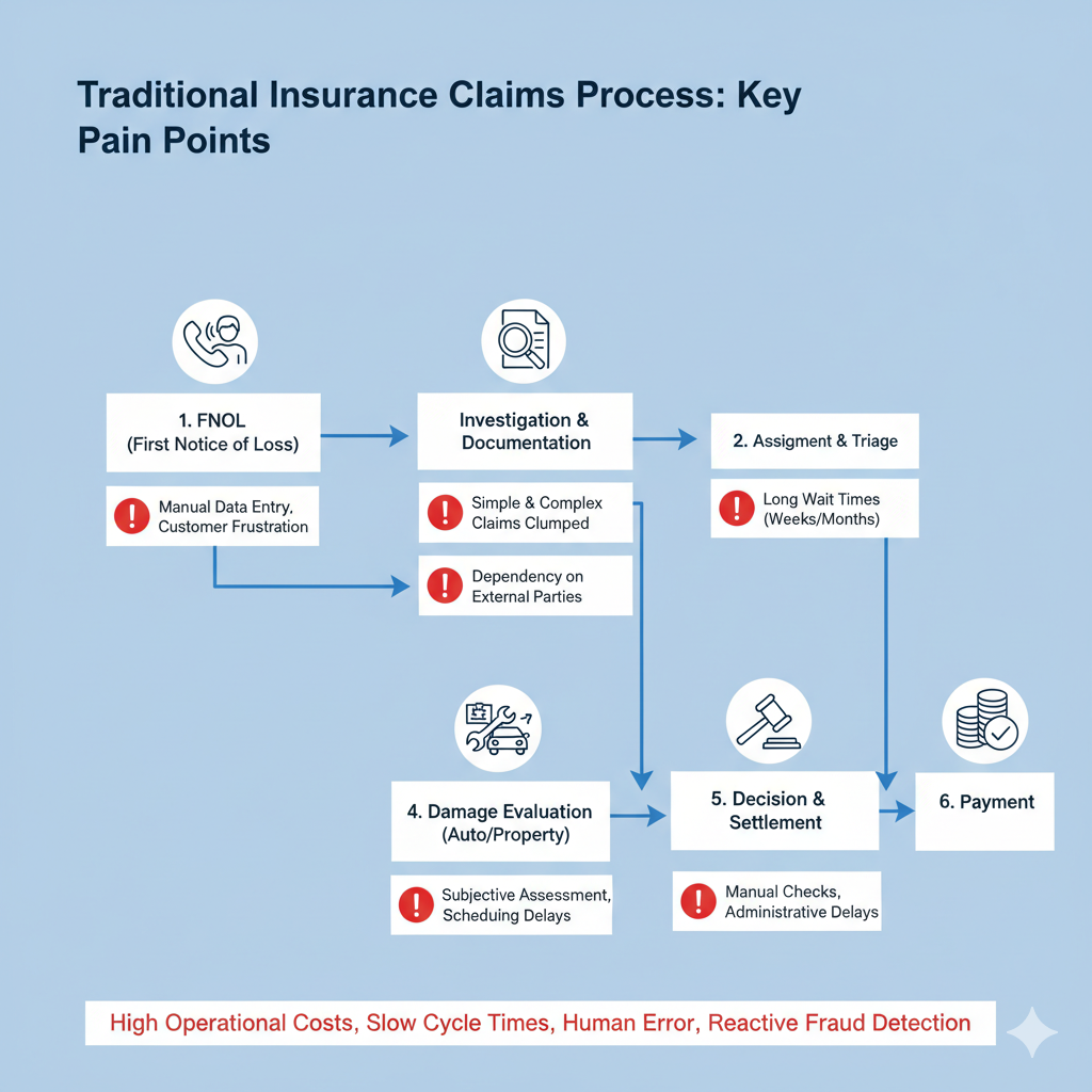 Insurance Claims Analytics: How AI Helps Decide When to Pay 2 Traditional Insurance Claims Process: Key Pain Points